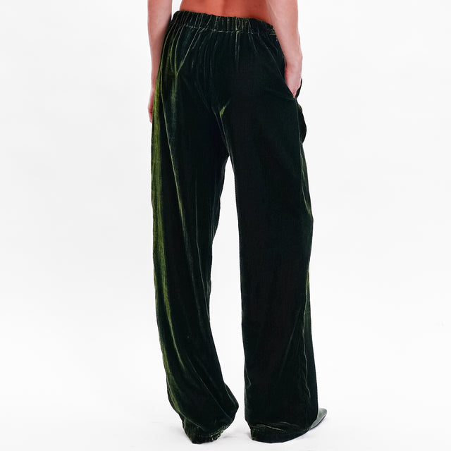 Wu'side-Cellular Drawstring Trousers - Moss