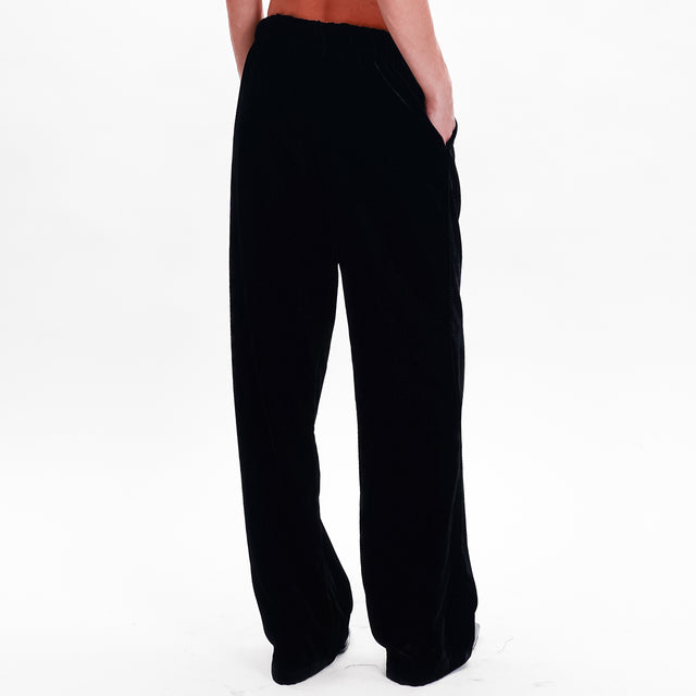 Wu'side-Pantalone velluto con coulisse - nero