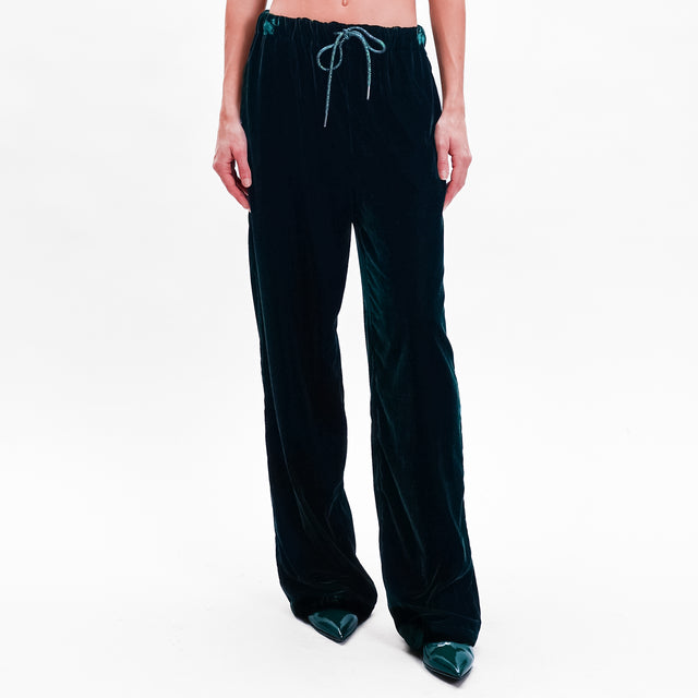 Wu'side-Cellular Drawstring Trousers - GREEN