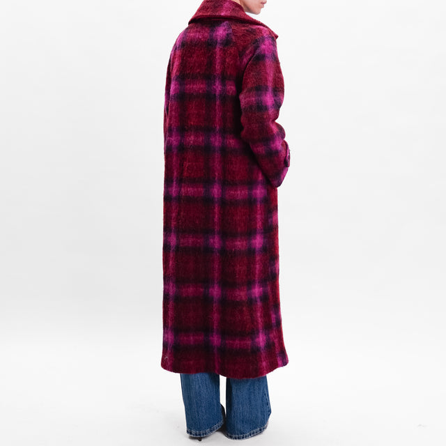 Wu'side-Cappotto tartan lana cotta - ciclamino/vino