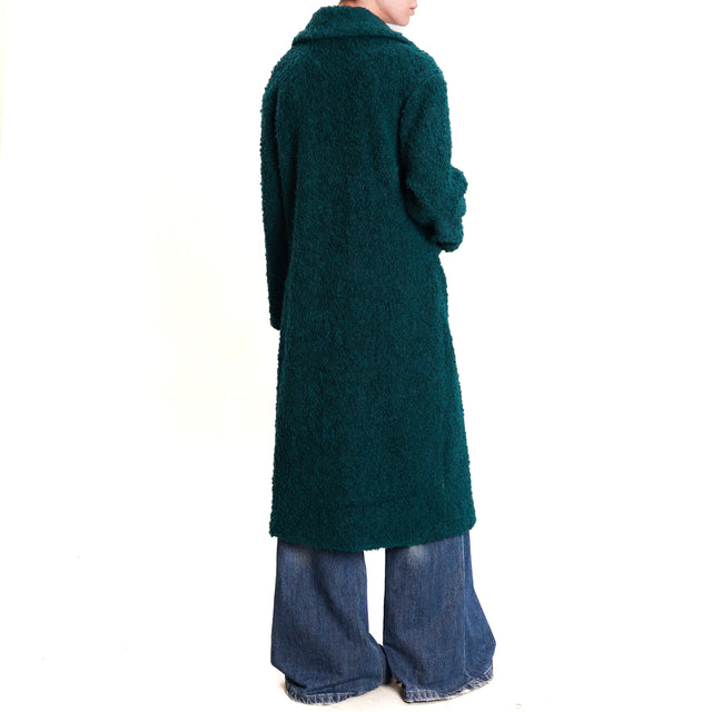 Wu'side-Cappotto bouclé bottoni gioiello - VERDE