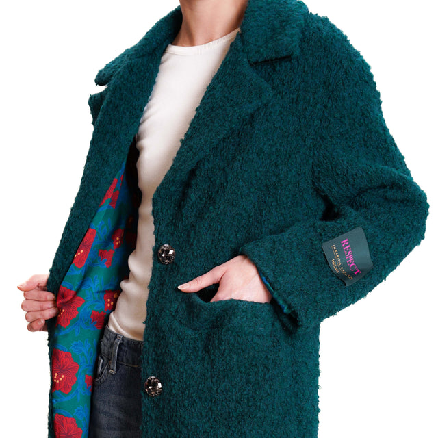 Wu'side-Cappotto bouclé bottoni gioiello - VERDE