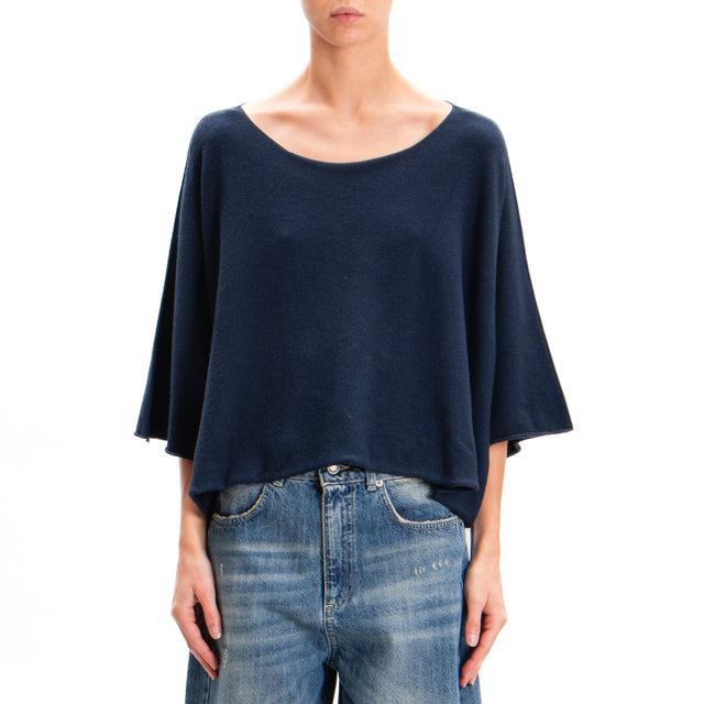 Zeroassoluto-Maglia crop manica ampia - blu