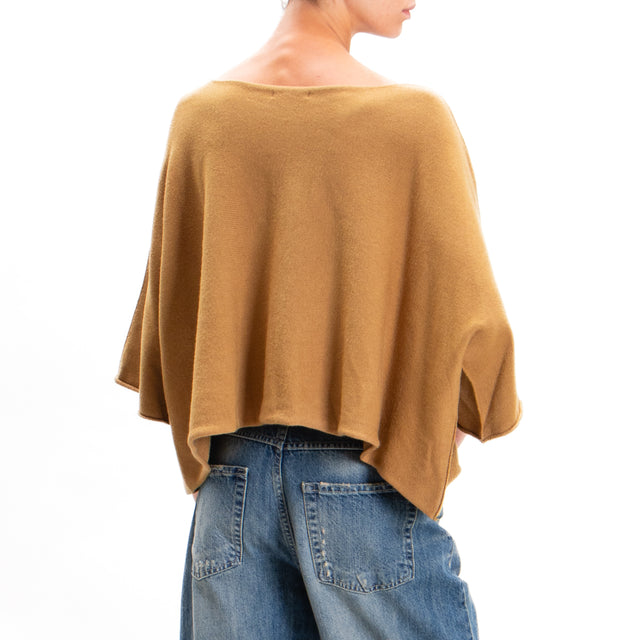 Zeroassoluto-Maglia crop manica ampia - camel