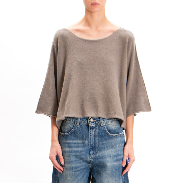 Zeroassoluto-Maglia crop manica ampia - taupe