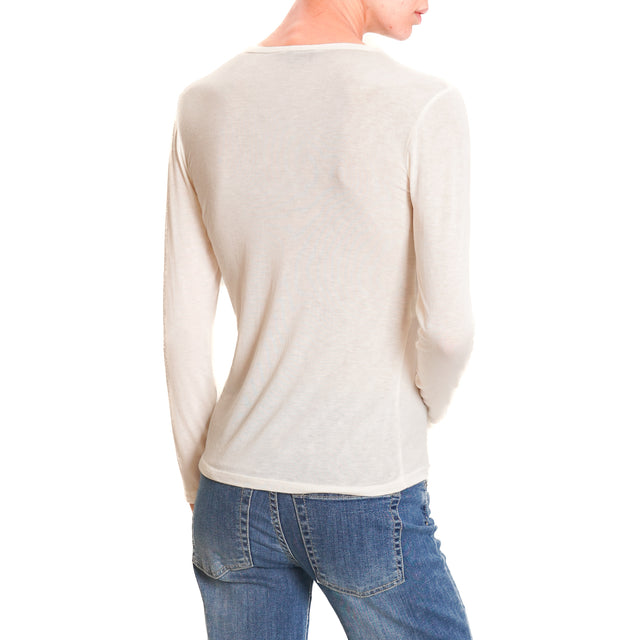 Zeroassoluto-Thin Cashmere Blend T-Shirt - Milk