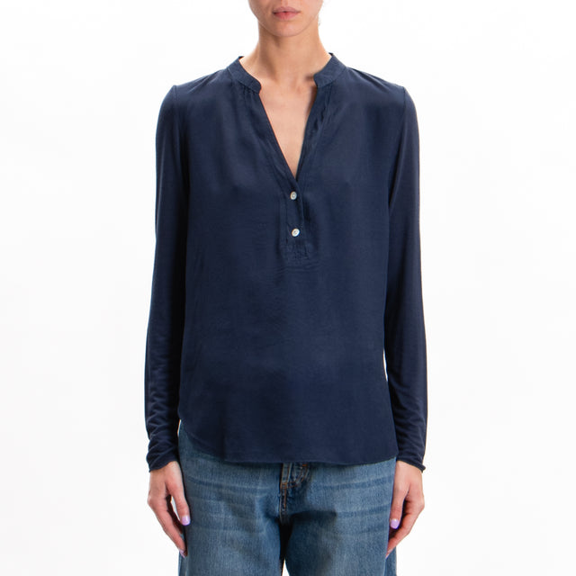 Zeroassoluto-Camicia chester doppio tessuto - blu