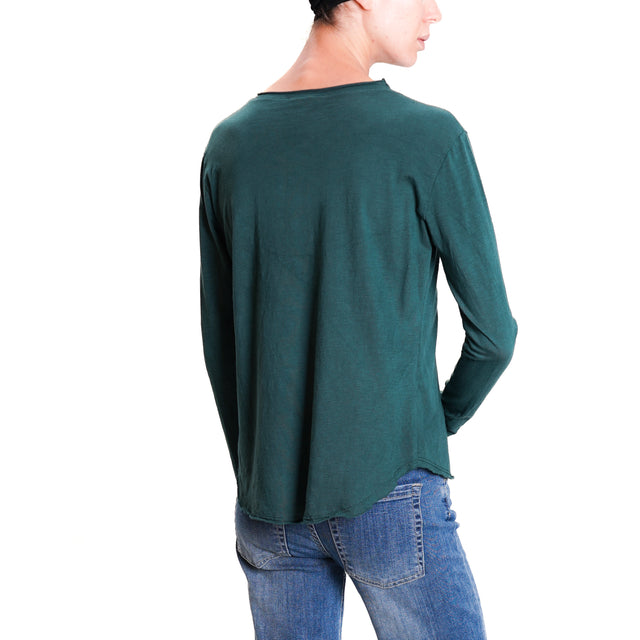 Zeroassoluto-T-shirt girocollo 100% cotone - verde bottiglia