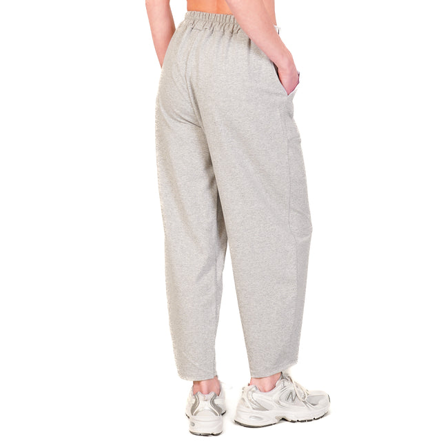 Zeroassoluto-Pantalone mom fit felpa light elastico in vita - grigio melange