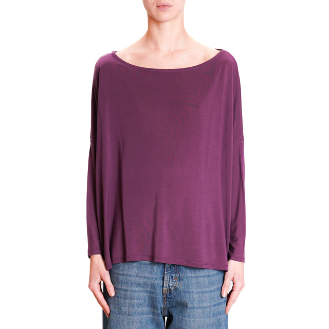 Zeroassoluto-T-shirt scatola over tessuto lyocell - aubergine