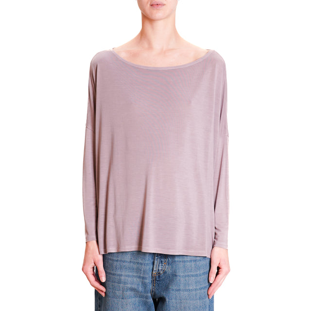 Zeroassoluto-T-shirt scatola over tessuto lyocell - mauve