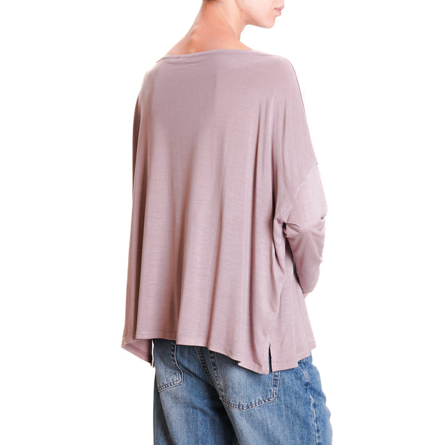 Zeroassoluto-T-shirt scatola over tessuto lyocell - mauve