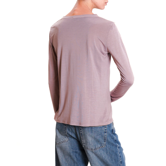 Zeroassoluto-T-shirt slim fit tessuto lyocell - mauve