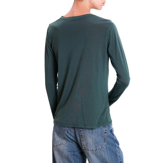 Zeroassoluto-T-shirt slim fit tessuto lyocell 100% FIBRA NATURALE- verde bottiglia