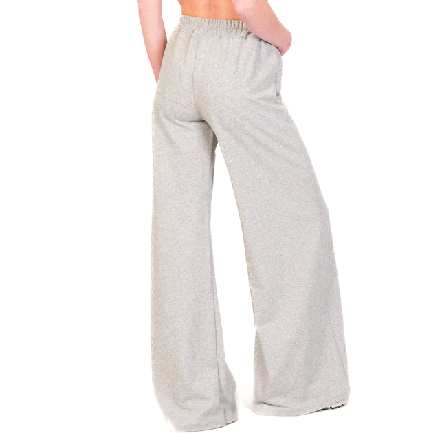 Zeroassoluto-Pantalone a zampa felpa light - grigio melange