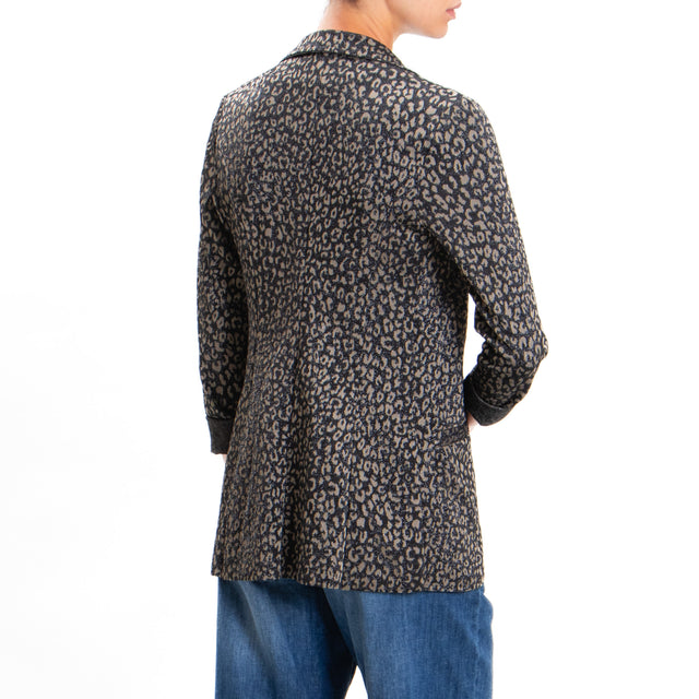 Zeroassoluto-JIN stretch jacket - black/taupe animalier lurex