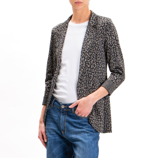 Zeroassoluto-JIN stretch jacket - black/taupe animalier lurex