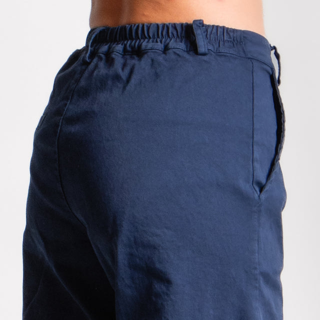 Zeroassoluto-Pantalone LILLY palazzo cotone elasticizzato - blu