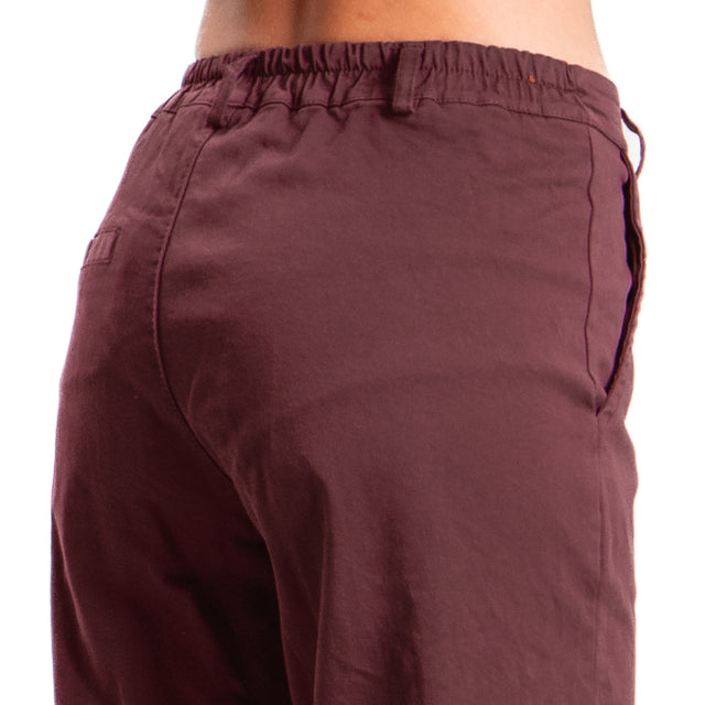 Zeroassoluto-Pantalone LILLY palazzo cotone elasticizzato - burgundy