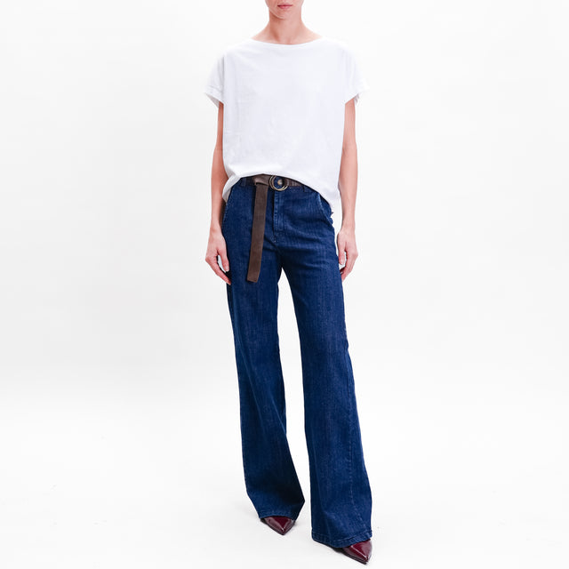 Zeroassoluto-Pantalone LILLY palazzo tela jeans elasticizzata - denim