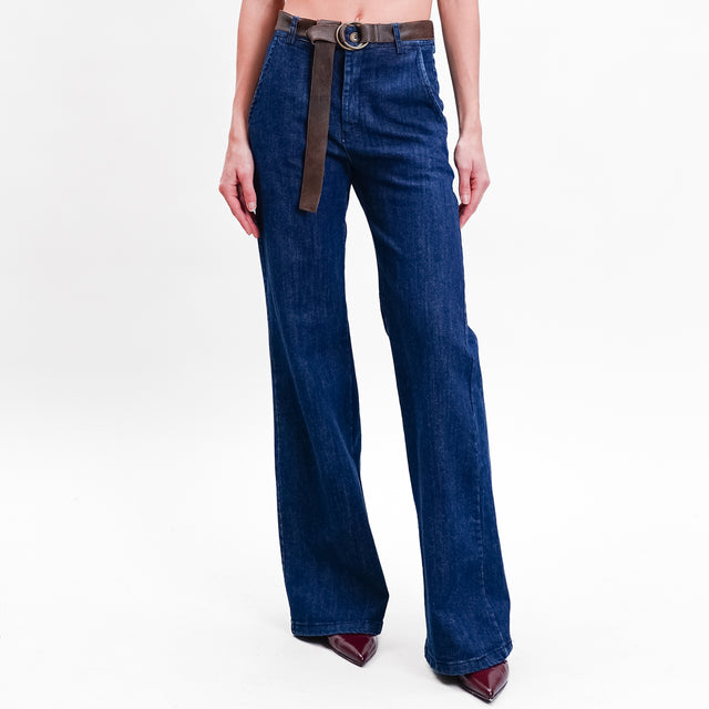 Zeroassoluto-Pantalone LILLY palazzo tela jeans elasticizzata - denim