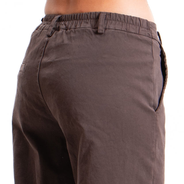 Zeroassoluto-Pantalone LILLY palazzo cotone elasticizzato - moro