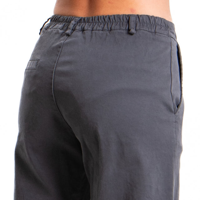 Zeroassoluto-Pantalone LILLY palazzo cotone elasticizzato - piombo