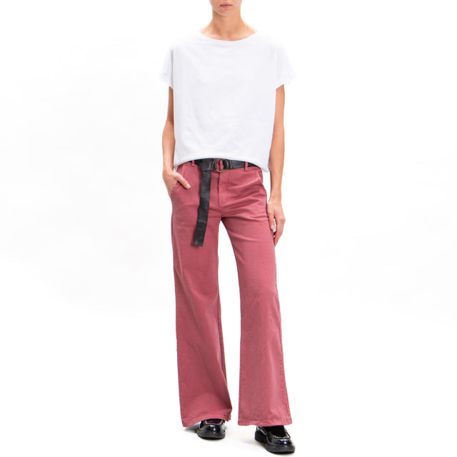 Zeroassoluto-LILLY palazzo trousers in stretch cotton - rose