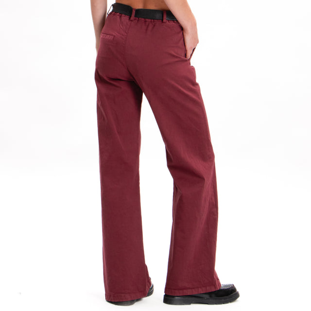 Zeroassoluto-LILLY palazzo trousers in stretch cotton - wine