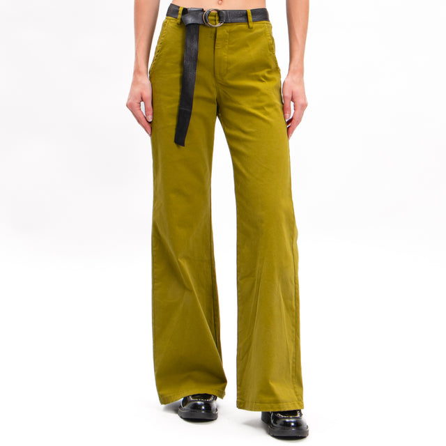 Zeroassoluto-Pantalone LILLY palazzo cotone elasticizzato - olio