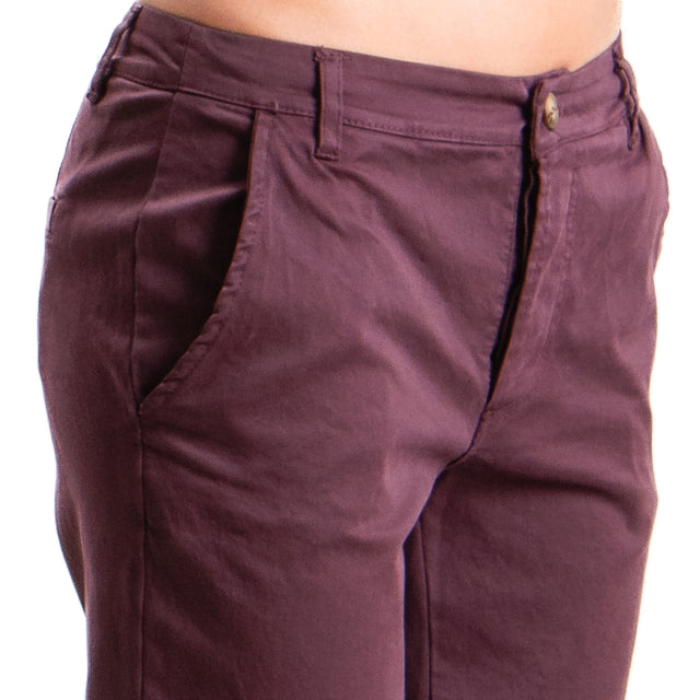 Zeroassoluto-LOIS stretch cotton chino trousers - burgundy