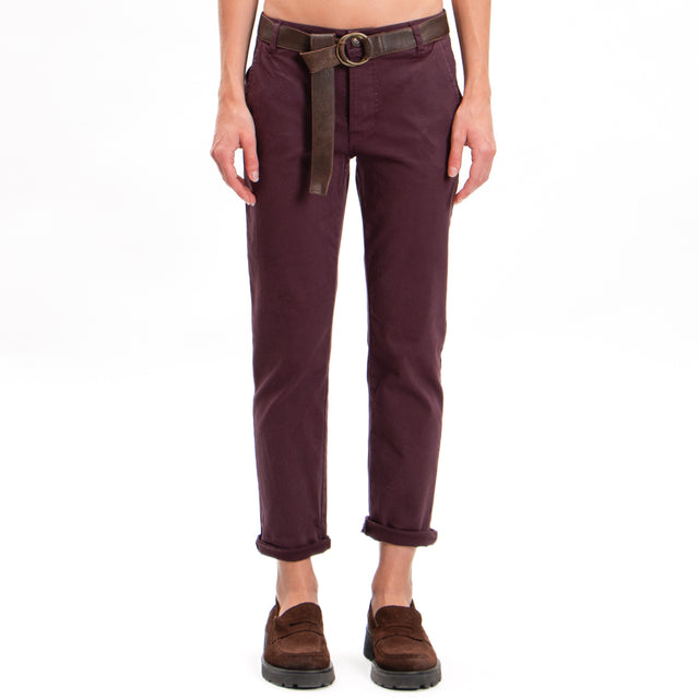 Zeroassoluto-LOIS stretch cotton chino trousers - burgundy