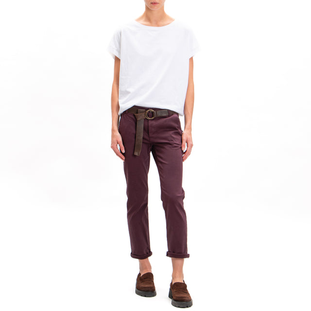 Zeroassoluto-LOIS stretch cotton chino trousers - burgundy