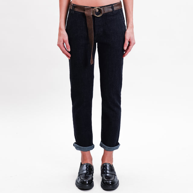 Zeroassoluto-LOIS chino trousers in stretch denim - black denim