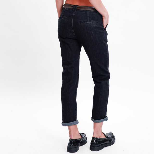 Zeroassoluto-Pantalone LOIS chino tela jeans elasticizzata - denim nero