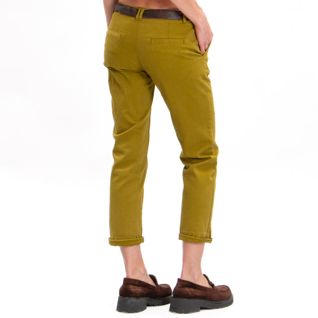 Zeroassoluto-LOIS chino stretch cotton trousers - oil