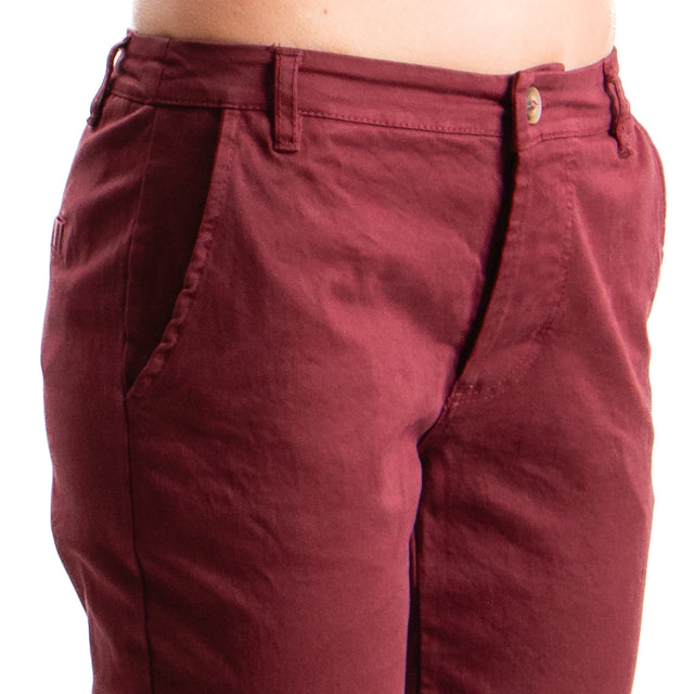 Zeroassoluto-LOIS stretch cotton chino trousers - wine