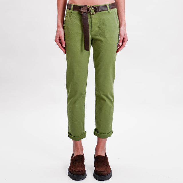 Zeroassoluto-LOIS chino trousers in stretch cotton - olive