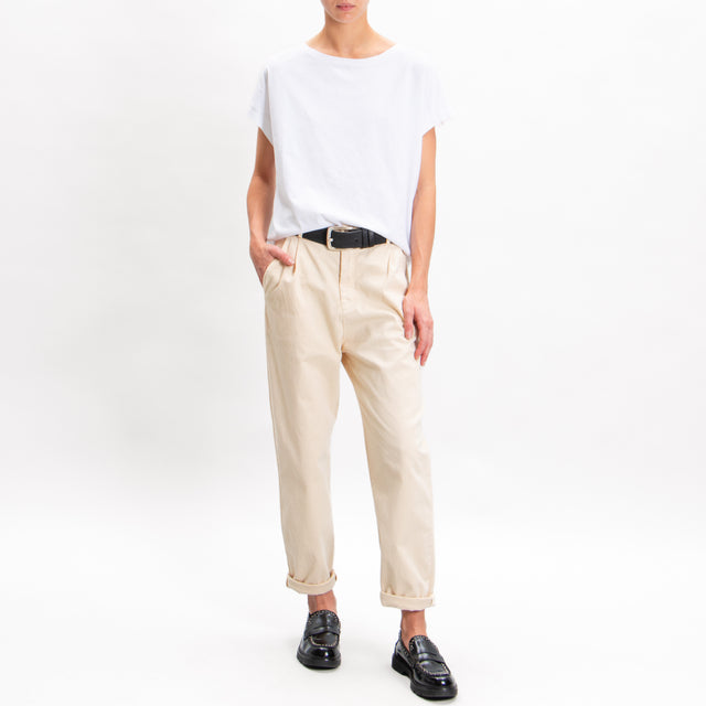 Zeroassoluto-LOLA boyfriend trousers with elastic back - butter