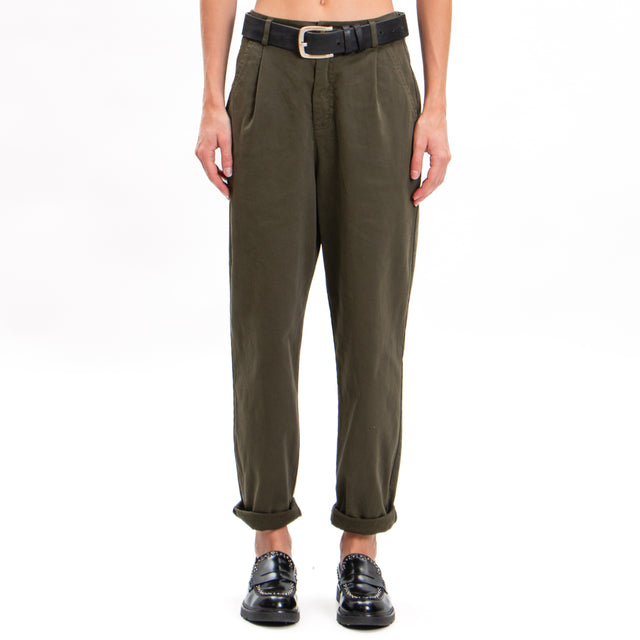 Zeroassoluto-Pantalone LOLA boyfriend cotone elasticizzato - militare