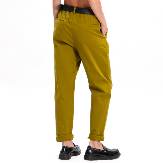 Zeroassoluto-LOLA boyfriend stretch cotton trousers - oil