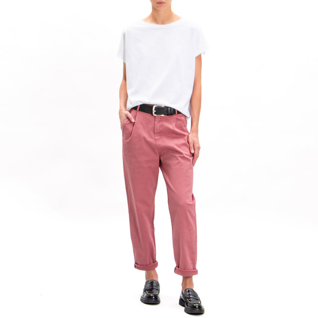 Zeroassoluto-Pantalone LOLA boyfriend cotone elasticizzato - rose