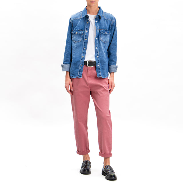 Zeroassoluto-Pantalone LOLA boyfriend cotone elasticizzato - rose