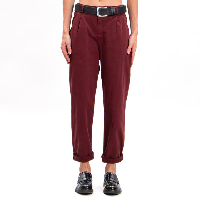 Zeroassoluto-Pantalone LOLA boyfriend cotone elasticizzato - vino