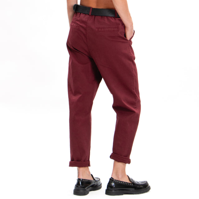 Zeroassoluto-Pantalone LOLA boyfriend cotone elasticizzato - vino