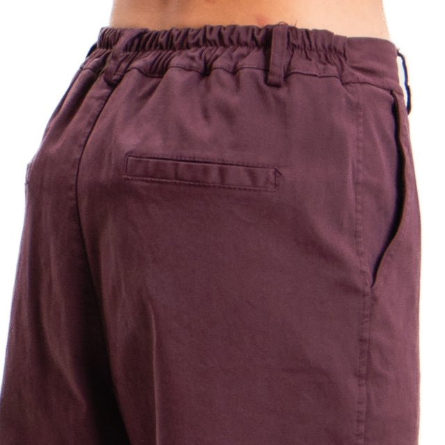 Zeroassoluto-Pantalone LORY baggy cotone elasticizzato - burgundy