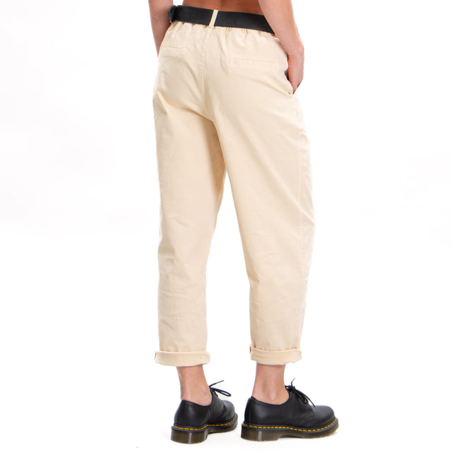 Zeroassoluto-LORY baggy stretch cotton trousers - butter