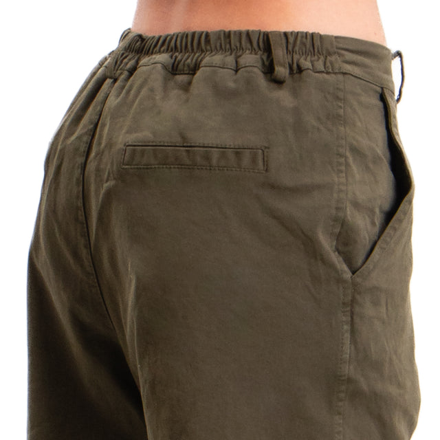 Zeroassoluto-Pantalone LORY baggy cotone elasticizzato - militare