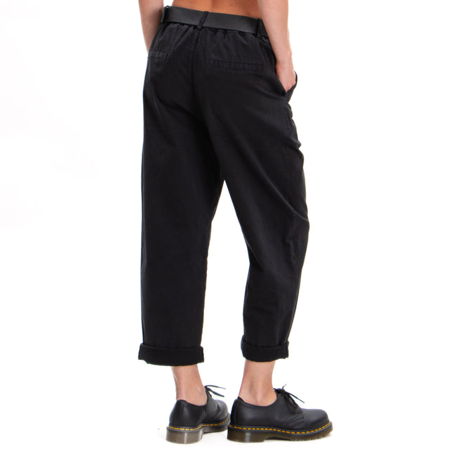 Zeroassoluto-LORY baggy stretch cotton trousers - black