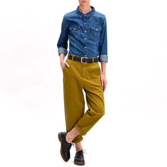 Zeroassoluto-Pantalone LORY baggy cotone elasticizzato - olio